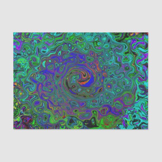 Marmerblauw en aquamarine Abstract Retro Swirl Tissuepapier (Voorkant)