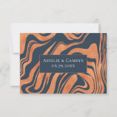 Marmerde Copper Navy Blue Wedding RSVP Kaart (Achterkant)
