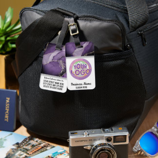 Marmered Paarse & Gold Branding Elegant Bedrijf Bagagelabel