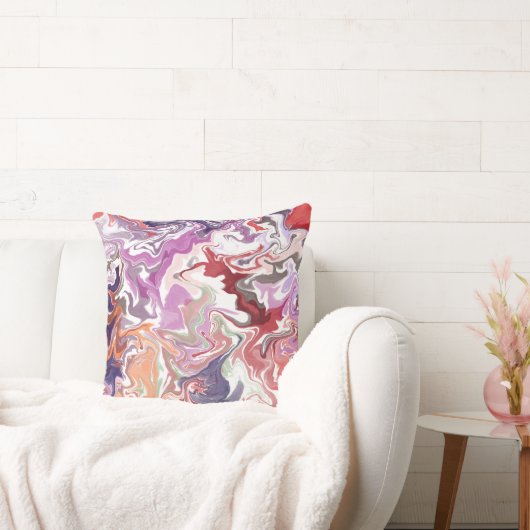 Marmeren Abstract rood Sierkussen – Modern Liquid (Bank)