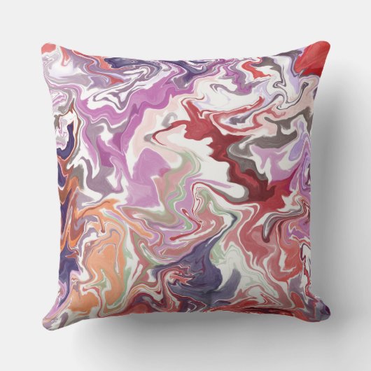 Marmeren Abstract rood Sierkussen – Modern Liquid (Achterkant)