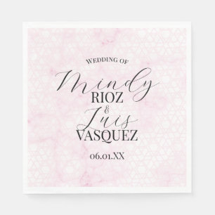 Marmeren Abstract Roze Huwelijk Script Zwart Servet