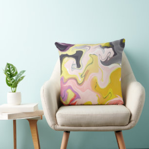 Marmeren Abstract zwart en geel Sierkussen