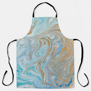 Marmeren acryl achtergrond, blauw met gouden glitt schort