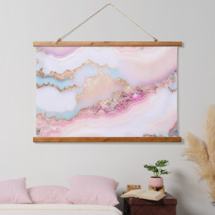 Marmeren Agaat Populair Blauw Roze Goud Collectie Hangend Wandkleed