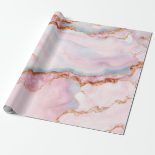 Marmeren Agaat Trendy Blauw Roze Goud Collectie Cadeaupapier