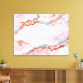 Marmeren Agaat Trendy Blauw Roze Goud Collectie Canvas Afdruk (Insitu (Woonkamer))