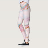 Marmeren Agaat Trendy Blauw Roze Goud Collectie Leggings (Links)
