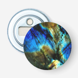 Marmeren edelsteen blauwgroen turkoois indigo blau button flesopener