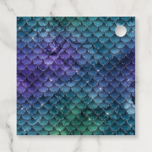 Marmeren edelsteen Zeemeerminschaal Monogram Bedankjes Labels (Achterkant)