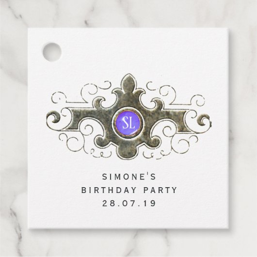Marmeren edelsteen Zeemeerminschaal Monogram Bedankjes Labels (Voorkant)