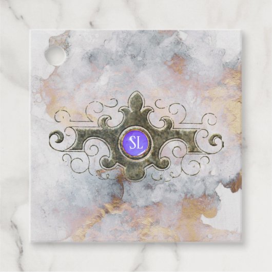 Marmeren edelsteenmonogram bedankjes labels (Voorkant)