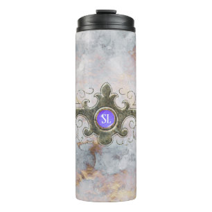 Marmeren edelsteenmonogram thermosbeker