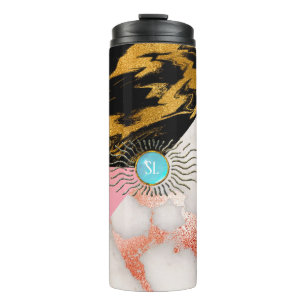 Marmeren edelsteenmonogram thermosbeker