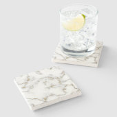 Marmeren effect goud en wit stenen onderzetter (Zijkant)