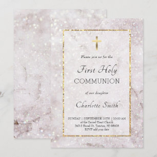 Marmeren elegante eerste communie uitnodiging