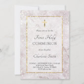 marmeren elegante uitnodiging voor de Eerste Commu (Voorkant)