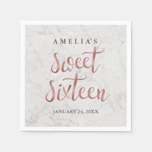 Marmeren Faux Roos Gold Sweet Sixteen Napkin Servetten