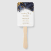 Marmeren Glitter Huwelijksprogramma Navy Bl Goud I Handwaaier (Achterkant)