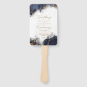 Marmeren Glitter Huwelijksprogramma Navy Bl Goud I Handwaaier (Voorkant)