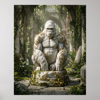 Marmeren Gorilla Klimop Ruïnes Poster