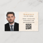 Marmeren gouden monogram foto Qr code logo Visitekaartje (Achterkant)