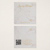 Marmeren Gouden Script QR Code Oorbeldisplaykaart Vierkante Visitekaartjes (Voorkant /achterkant)