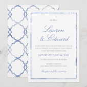 Marmeren grens bruiloft uitnodiging - korenbloem b (Voorkant / Achterkant)