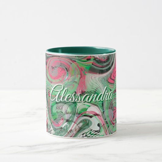 Marmeren grillig schattig groen rood abstract mode mok (Midden)