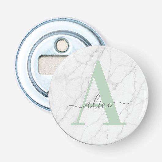 Marmeren handtekening button flesopener (Voorkant)