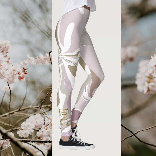 Marmeren initialen schattig blush roze rose goud w leggings