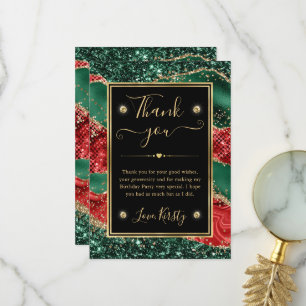 Marmeren Kerst Agate & Gouden Glitter Verjaardag Bedankkaart