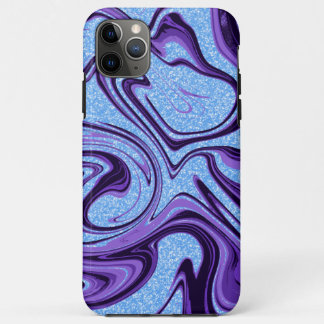 Marmeren krullen paars zwart met blauwe nepschitte iPhone 11 pro max hoesje
