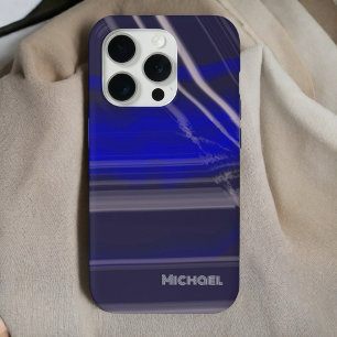 Marmeren minimal script eenvoudig modern marinebla iPhone 15 pro case