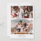 Marmeren minimalistische 4 foto bruiloft bedankkaart (Voorkant)