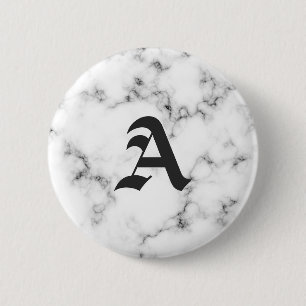 Marmeren monogram ronde button 5,7 cm