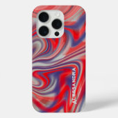 Marmeren monogram rood blauw grijs abstract wervel Case-Mate iPhone case (Achterkant)