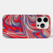 Marmeren monogram rood blauw grijs abstract wervel Case-Mate iPhone case (Achterkant (horizontaal))