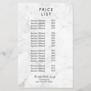 Marmeren Nagelsalon Prijslijst Menu Flyer