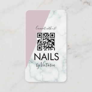 Marmeren nagelsalon schoonheid kleurblok roze QR-c Visitekaartje