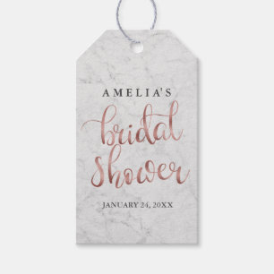 Marmeren namaak roze gouden bruiloftsshower labels cadeaulabel