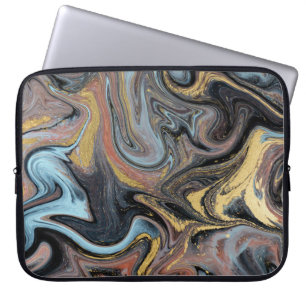 Marmeren Natuur Artwork Golden Glitter Laptop Sleeve