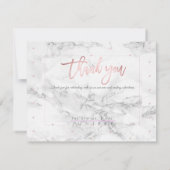 Marmeren nepreus roze goud script bedankt kaart (Achterkant)