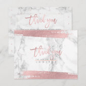 Marmeren nepreus roze goud script bedankt kaart (Voorkant / Achterkant)