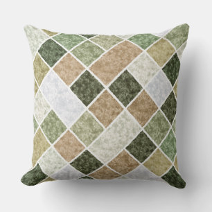 Marmeren patchwork in grijze olijftinten buitenkussen