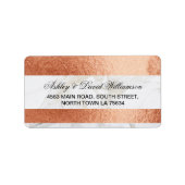 Marmeren Roos Gouden Print Bruiloft Adres Label (Voorkant)
