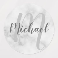 Marmeren Script gepersonaliseerd monogram en naam