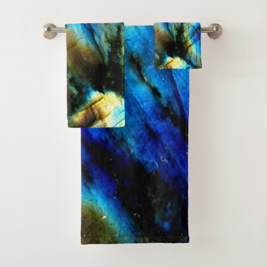 Marmeren steen blauwgroen turkoois indigo blauw ag bad handdoek (Insitu)