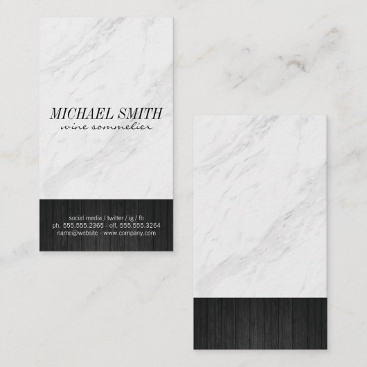 Marmeren Steen en Houten Versiering Visitekaartje (Voorkant / Achterkant)