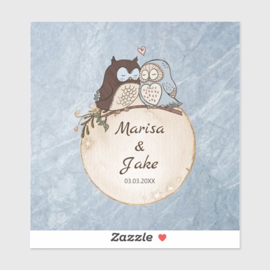 Marmeren steen en uilen sticker (Vel)